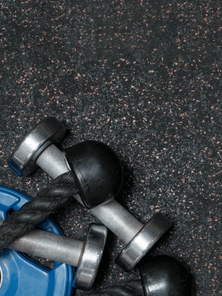 Durable rubber gym flooring with speckled design